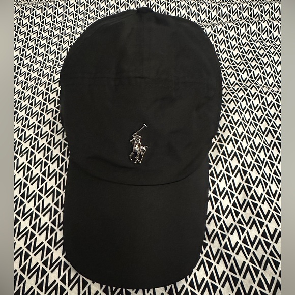 Polo Ralph Lauren black pony plaque cap baseball hat adjustable gunmetal silver - Picture 4 of 12